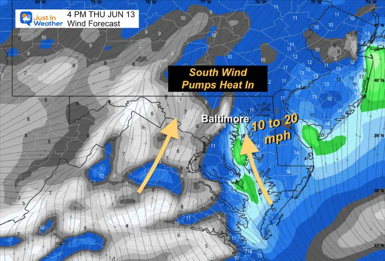 June 12 weather forecast wind Thursday afternoon 