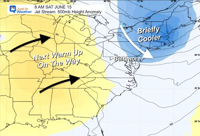 June 13 weather jet stream forecast Saturday