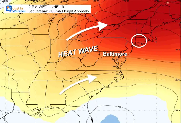 June 14 weather jet stream Heat Wave Wednesday