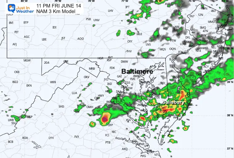 June 14 weather radar forecast 11 PM