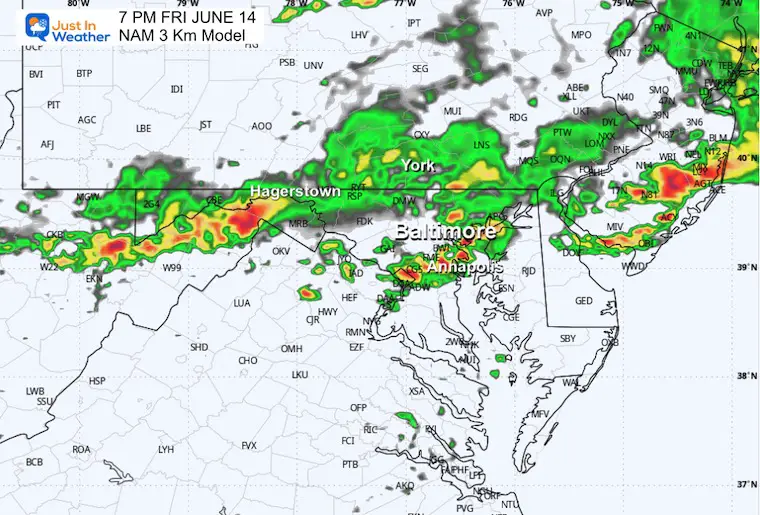 June 14 weather radar forecast 7 PM