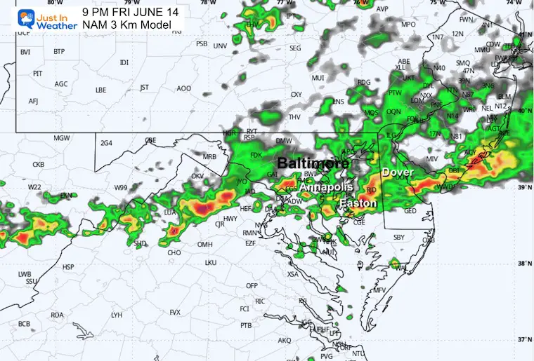 June 14 weather radar forecast 9 PM