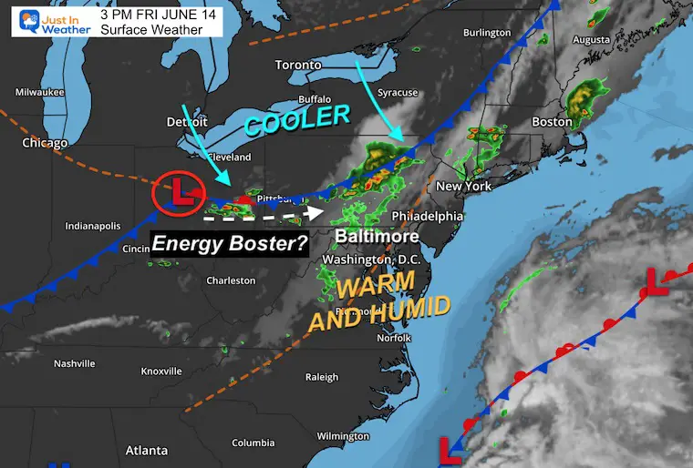 June 14 weather storm map Friday afternoon