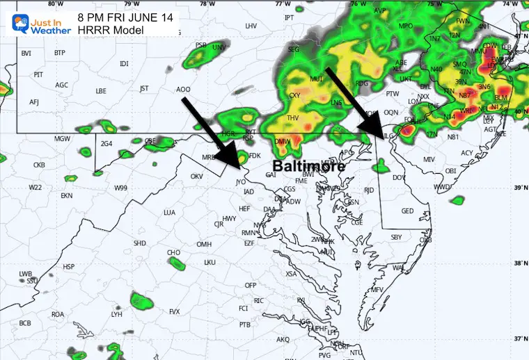 June 14 weather forecast radar Friday Evening HRRR