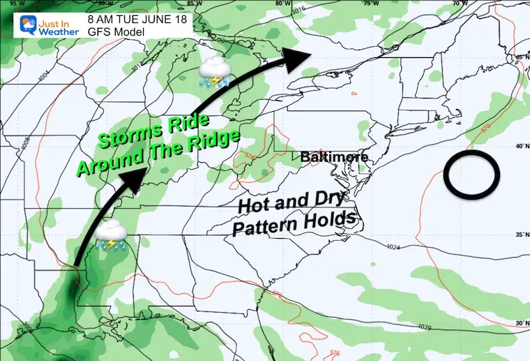 June 15 weather forecast storm Tuesday