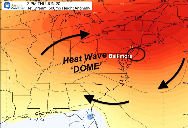 June 16 jet stream weather heat wave heat dome Thursday