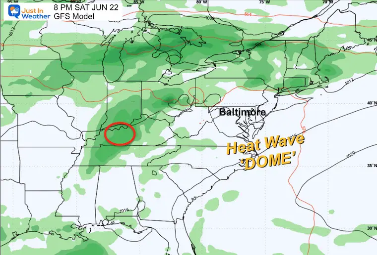 June 16 weather heat dome Tropical storm Saturday