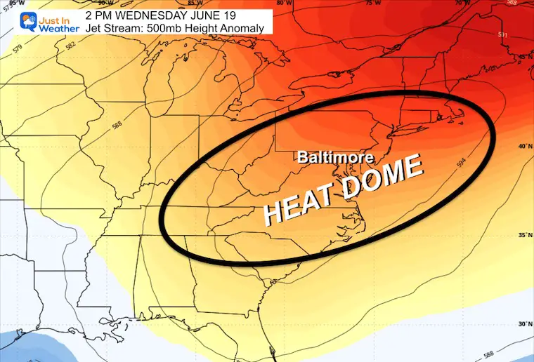 June 17 weather forecast heat dome Wednesday Jet Stream