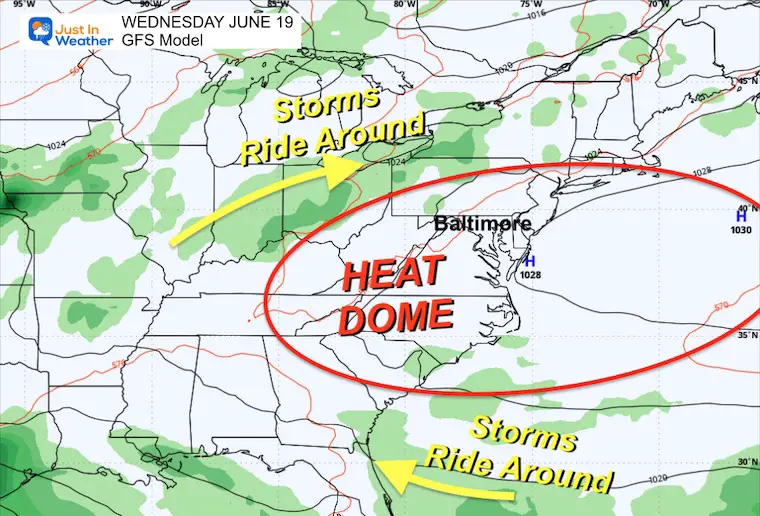 June 17 weather forecast heat dome Wednesday