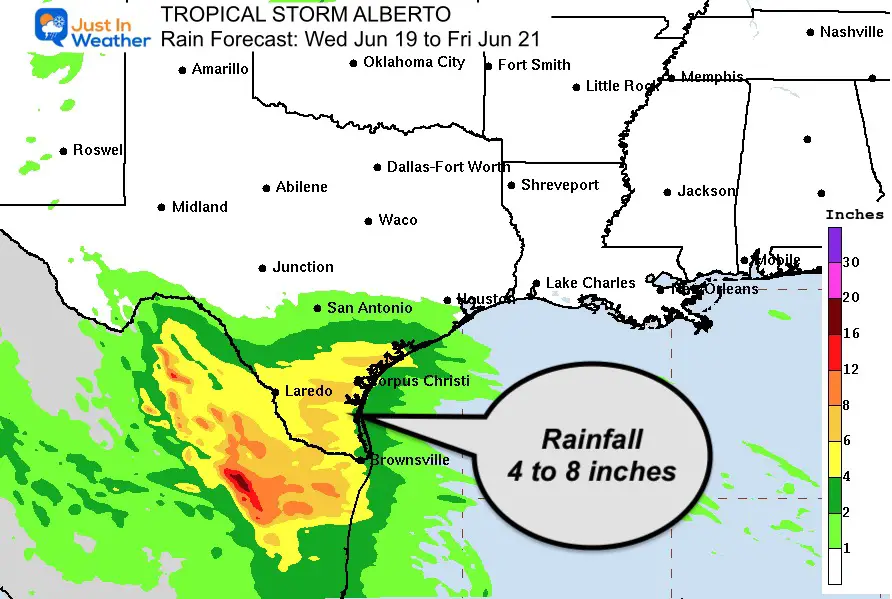 Tropical Storm Alberto Rain Forecast Texas