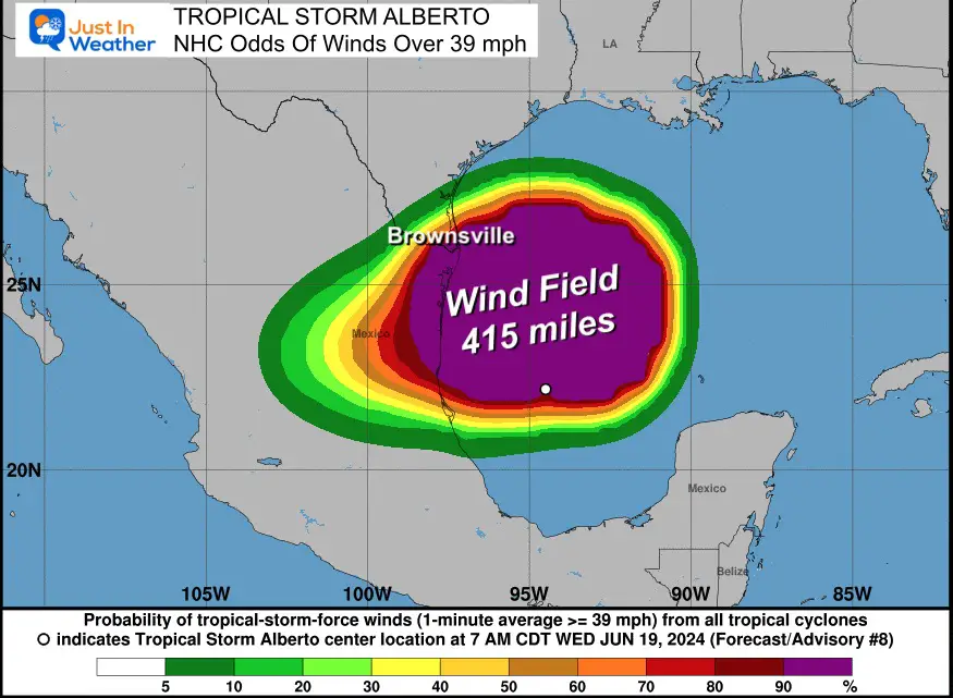 June 19 Tropical Storm Alberto NHC Wind Forecast