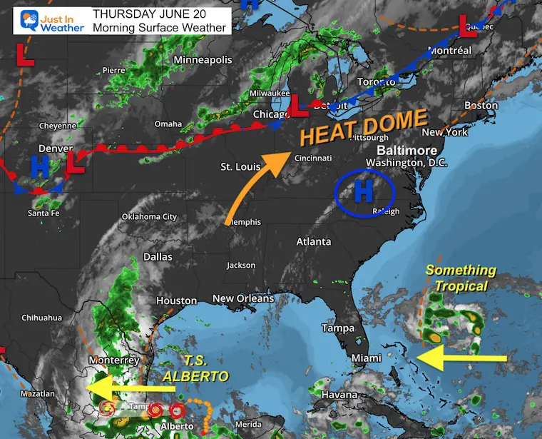 June 20 weather heat dome Thursday morning