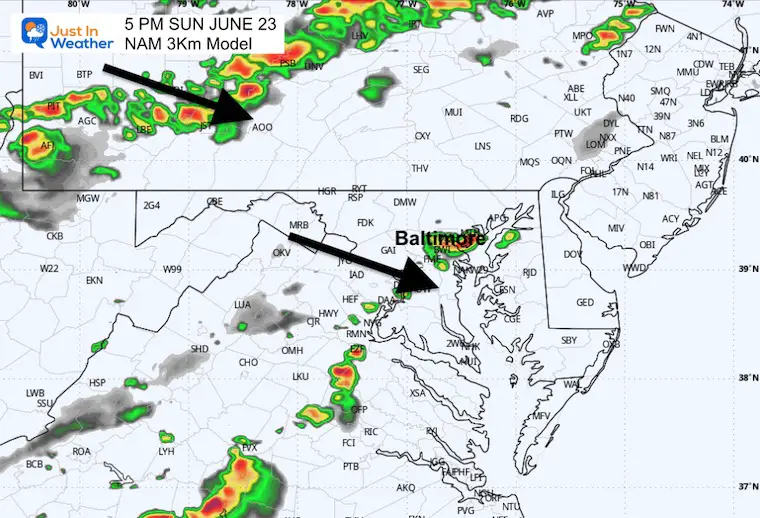 June 23 weather storm forecast radar 5 PM