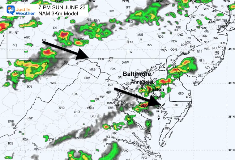 June 23 weather storm forecast radar 7 PM