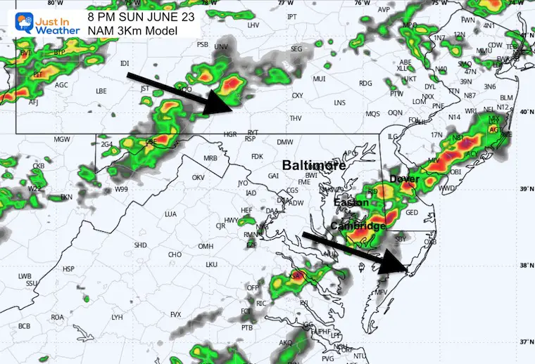 June 23 weather storm forecast radar 8 PM