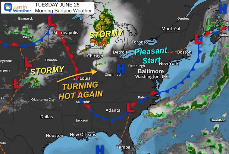 June 25 weather Tuesday morning