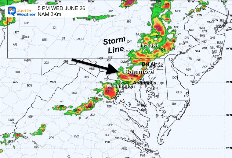 June 25 weather storm radar Wednesday 5 PM