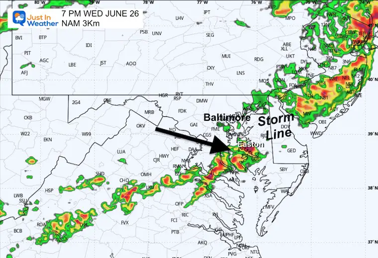 June 25 weather storm radar Wednesday 7 PM