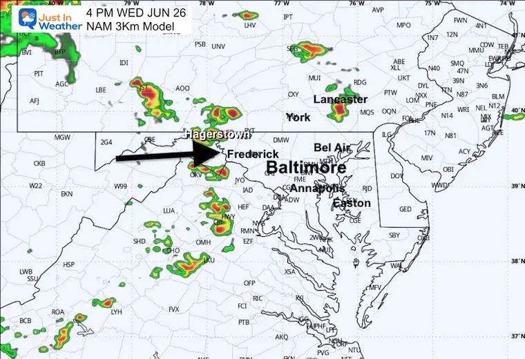 June 26 weather storm radar Wednesday 4 PM