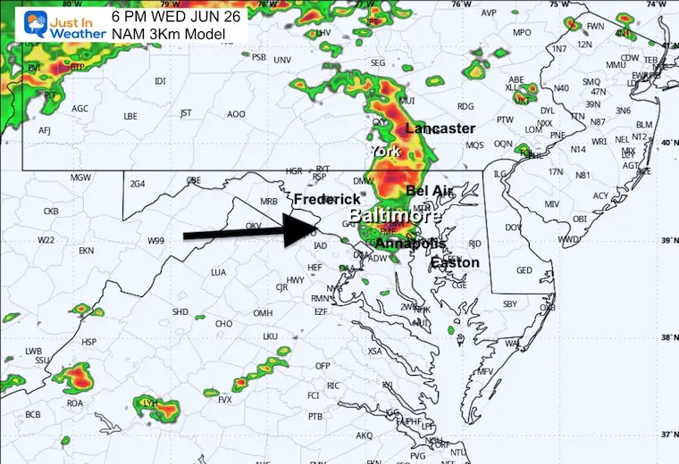 June 26 weather storm radar Wednesday 6 PM