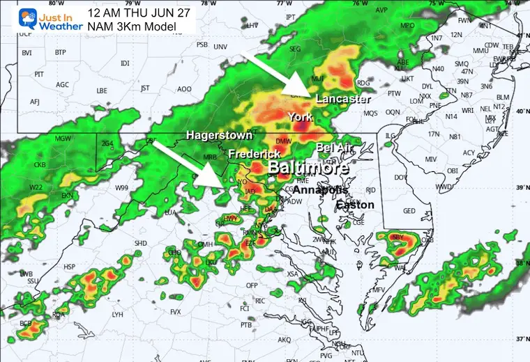 June 26 weather storm radar Wednesday midnight