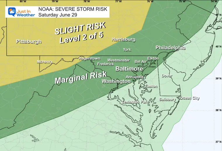 June 28 NOAA Severe Storm Risk Saturday