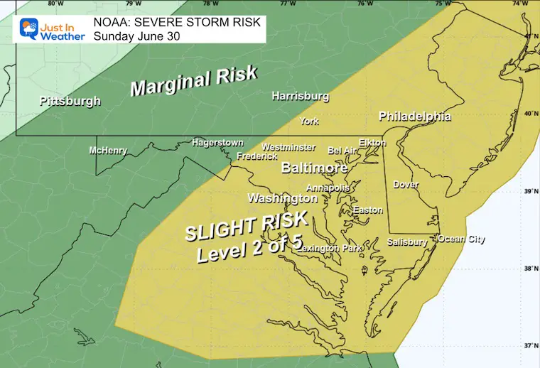June 28 NOAA Severe Storm Risk Sunday