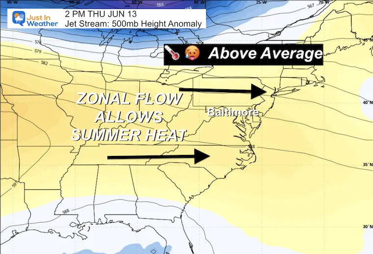 June 8 weather jet stream forecast Thursday