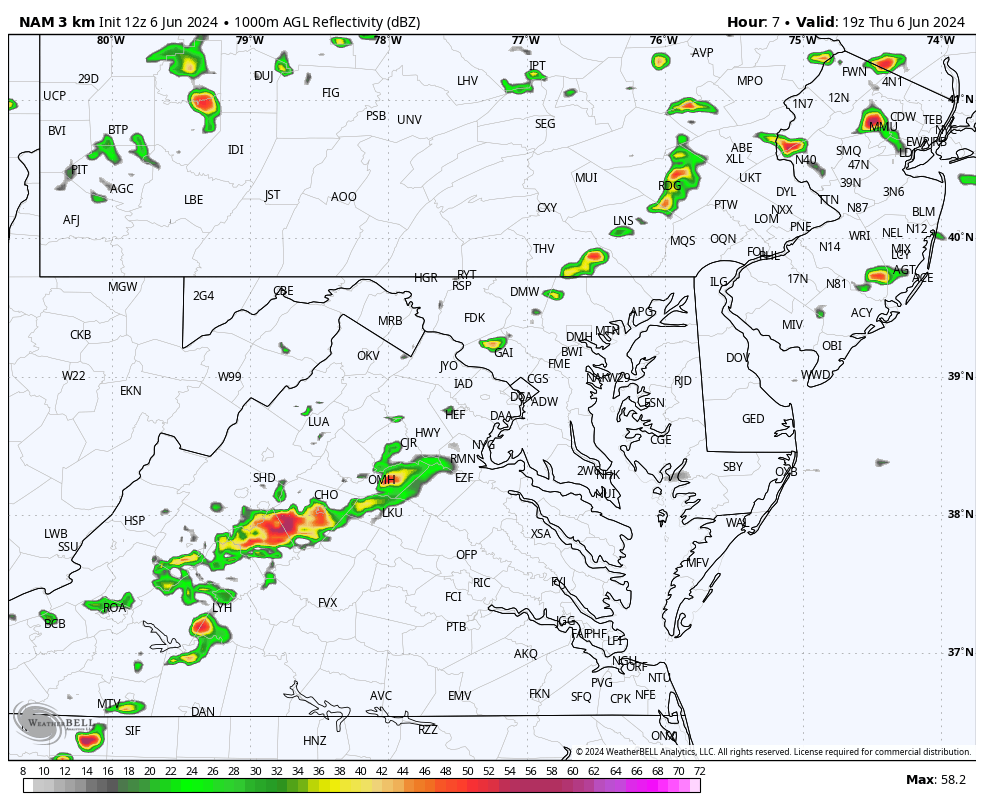 June 6 weather forecast storm radar Thursday