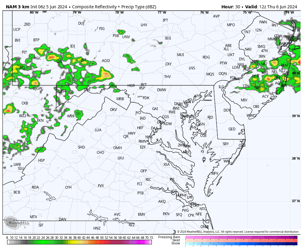 June 5 weather forecast storm radar Thursday