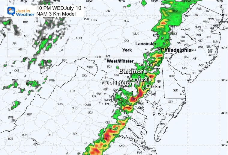 July 10 storm weather radar 10 PM