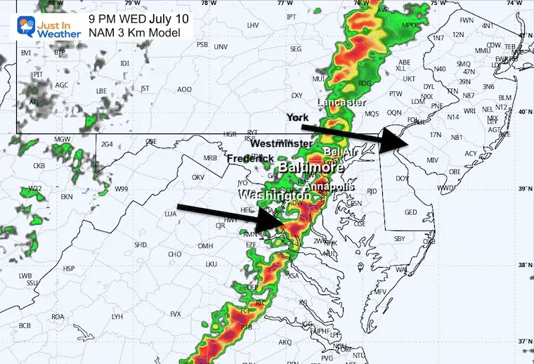 July 10 storm weather radar 9 PM