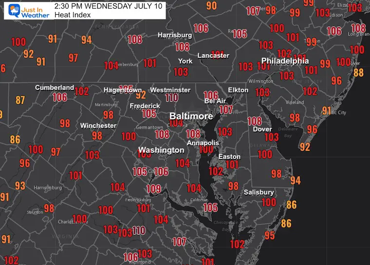 July 10 Heat Index afternoon