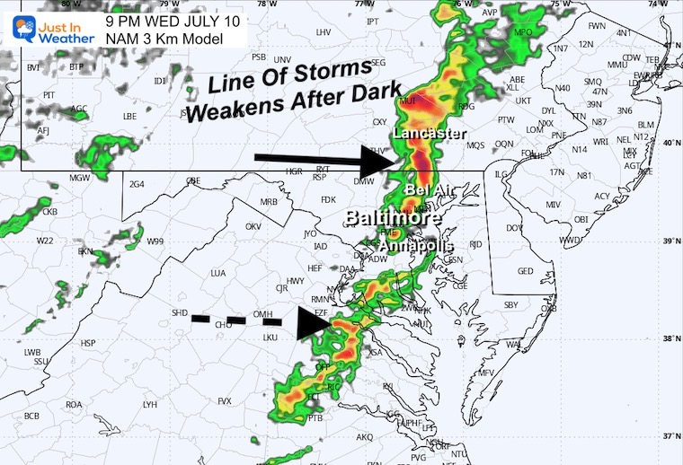 July 10 weather storm radar Thursday night 9 PM