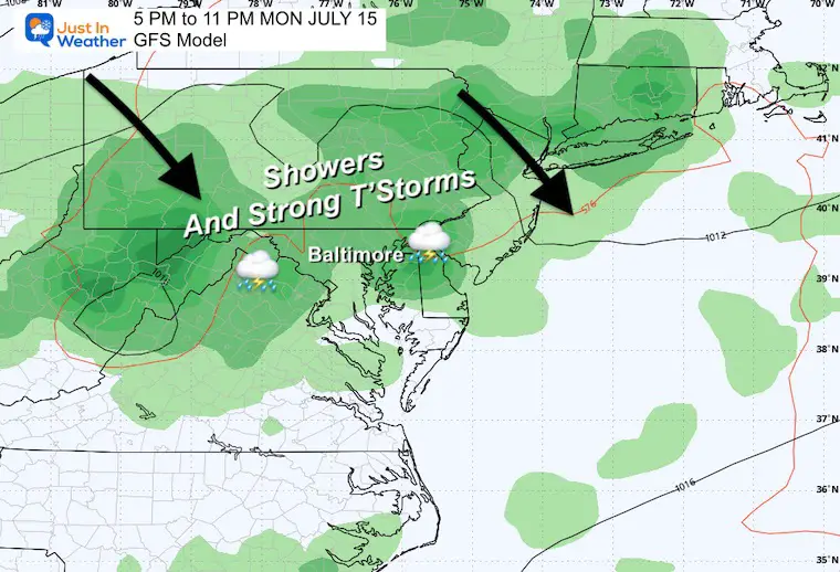 July 13 weather storm forecast Monday