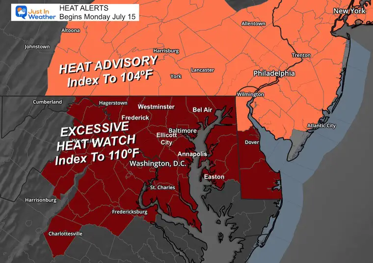 July 14 Excessive Heat Watch Monday