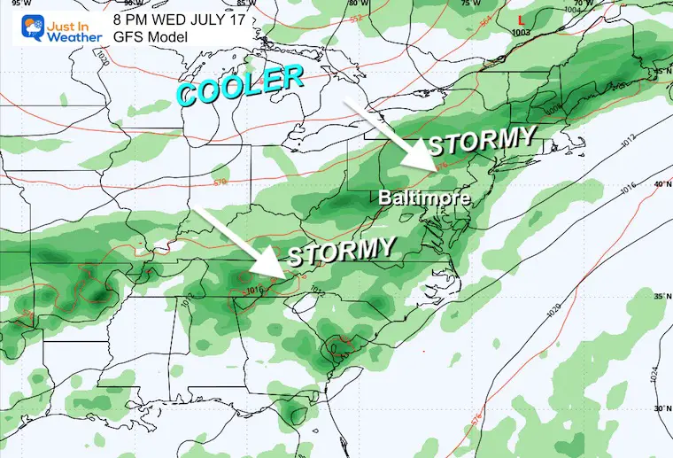 July 14 weather storm forecast Wednesday