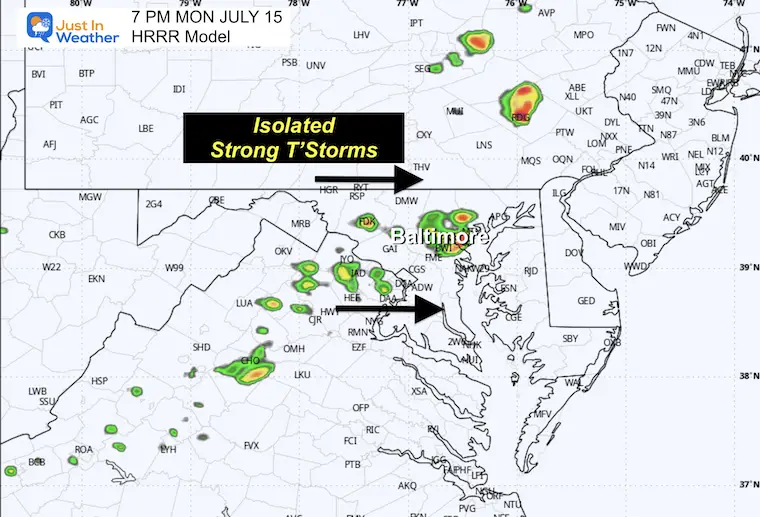 July 15 weather storm forecast radar Monday evening