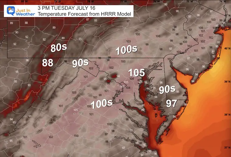 July 16 weather temperatures Wednesday afternoon