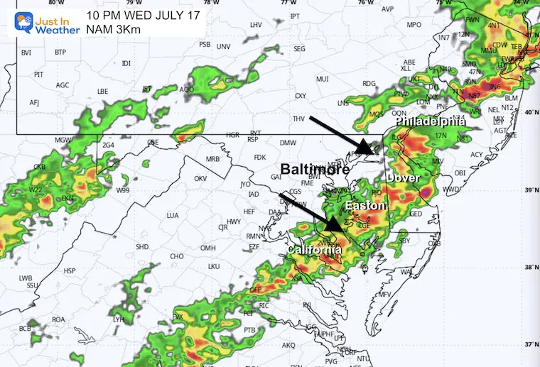 July 17 weather storm radar forecast NAM 10 PM