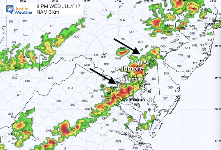 July 17 weather storm radar forecast NAM 8 PM