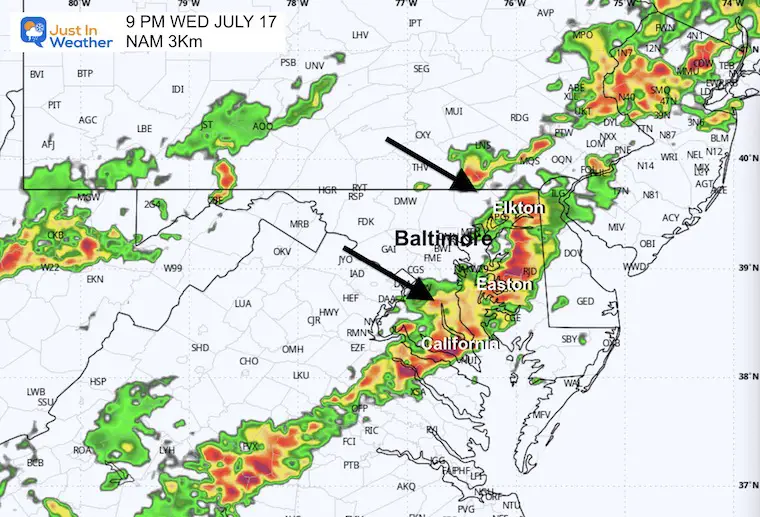 July 17 weather storm radar forecast NAM 9 PM