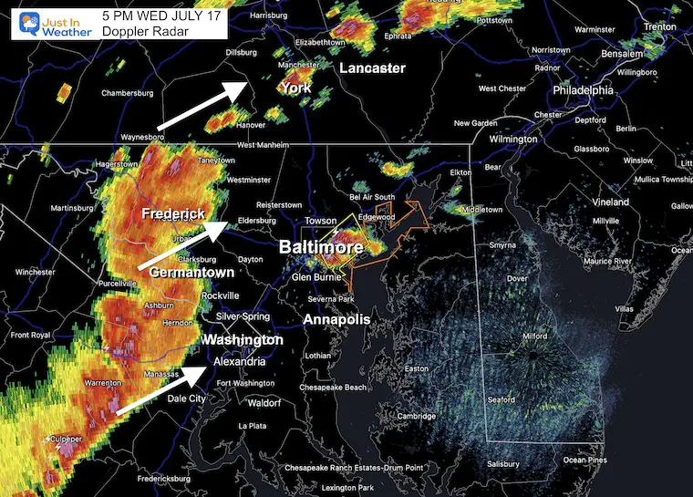 July 17 weather storm Doppler Radar evening 5 PM