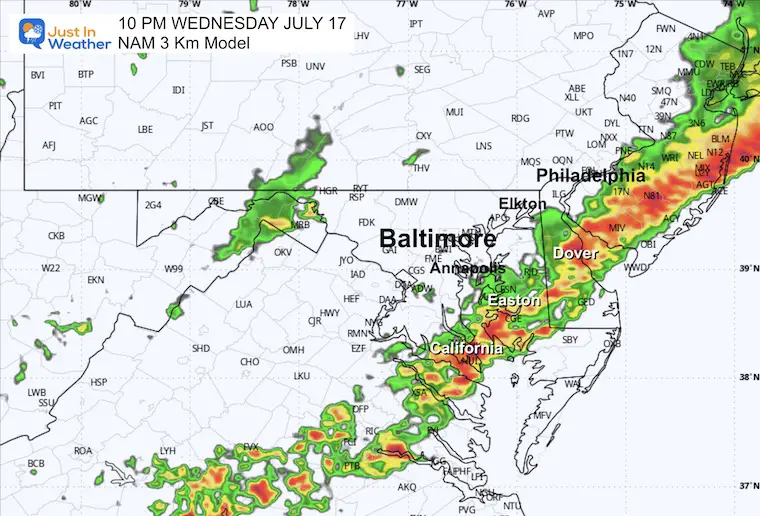 July 17 weather storm radar Wednesday 10 PM