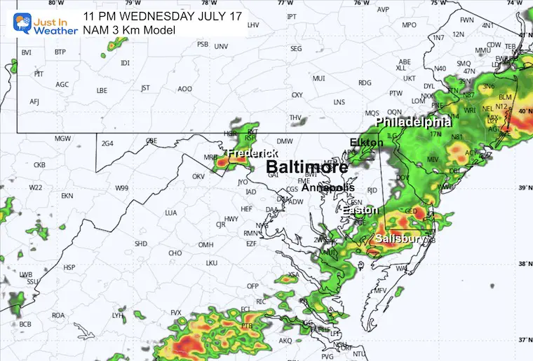 July 17 weather storm radar Wednesday 11 PM