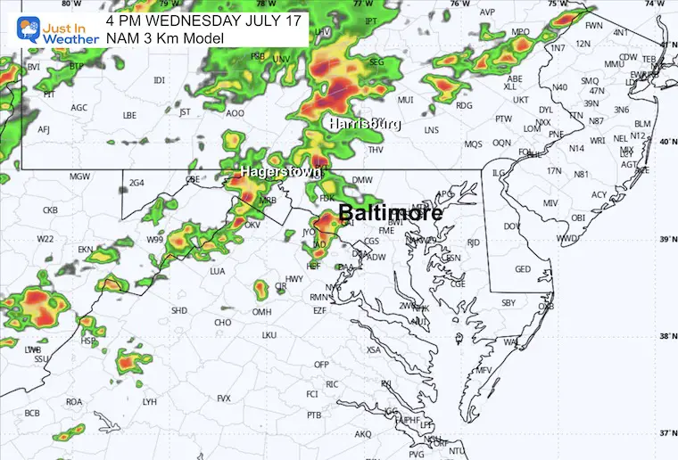 July 17 weather storm radar Wednesday 4 PM