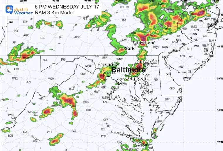 July 17 weather storm radar Wednesday 6 PM