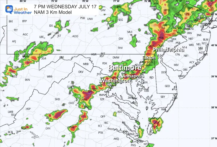 July 17 weather storm radar Wednesday 7 PM