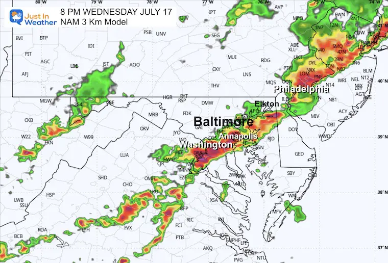 July 17 weather storm radar Wednesday 8 PM