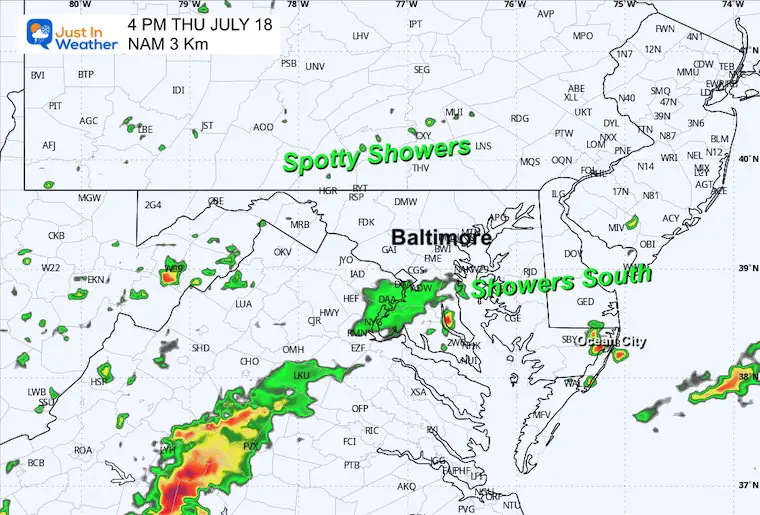 July 18 weather rain radar Thursday afternoon